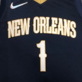 NBA Men 75th Anniversary New Orleans Pelicans Dark Blue #1 WILLIAMSON Jersey High Quality Name and Number Print