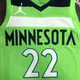 NBA Men Minnesota Timberwolves Green #22 WIGGINS Jersey High Quality Name and Number Print