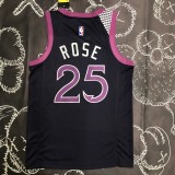 NBA Men Minnesota Timberwolves Black and Purple #25 ROSE Jersey High Quality Name and Number Print