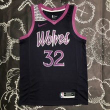 NBA Men Minnesota Timberwolves Black and Purple #32 TOWNS Jersey High Quality Name and Number Print