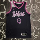 NBA Men Minnesota Timberwolves Black and Purple #0 RUSSELL Jersey High Quality Name and Number Print