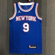 NBA Men 75th Anniversary New York Knicks Blue with Jordan Logo #9 BARRETT Jersey High Quality Name and Number Print