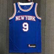 NBA Men 75th Anniversary New York Knicks Blue with Jordan Logo #9 BARRETT Jersey High Quality Name and Number Print