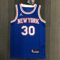 NBA Men 75th Anniversary New York Knicks Blue with Jordan Logo #30 RANDLE Jersey High Quality Name and Number Print