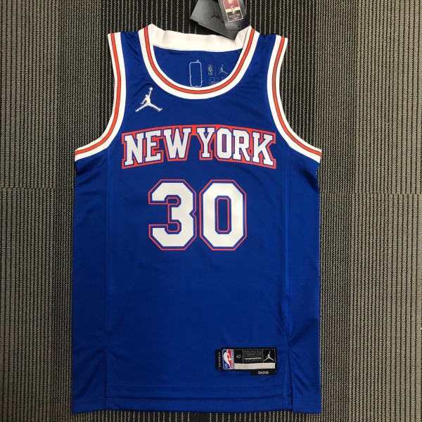 NBA Men 75th Anniversary New York Knicks Blue with Jordan Logo #30 RANDLE Jersey High Quality Name and Number Print