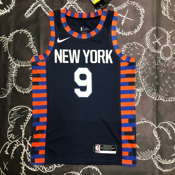 NBA Men New York Knicks Dark Blue #9 BARRETT Jersey High Quality Name and Number Print