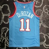 NBA Men Chicago Bulls Blue #11 DEROZAN Jersey High Quality Name and Number Print