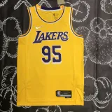 NBA 75th Anniversary Los Angeles Lakers Yellow Round Neck #95 TOSCANO Jersey High Quality Name and Number Print