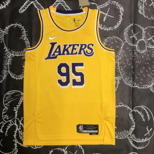 NBA 75th Anniversary Los Angeles Lakers Yellow Round Neck #95 TOSCANO Jersey High Quality Name and Number Print