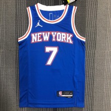 NBA Men 75th Anniversary New York Knicks Blue with Jordan Logo #7 ANTHONY Jersey High Quality Name and Number Print