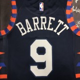 NBA Men New York Knicks Dark Blue #9 BARRETT Jersey High Quality Name and Number Print