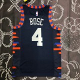 NBA Men New York Knicks Dark Blue #4 ROSE Jersey High Quality Name and Number Print