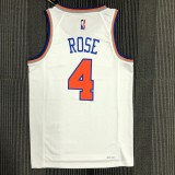 NBA Men 75th Anniversary New York Knicks White #4 ROSE Jersey High Quality Name and Number Print
