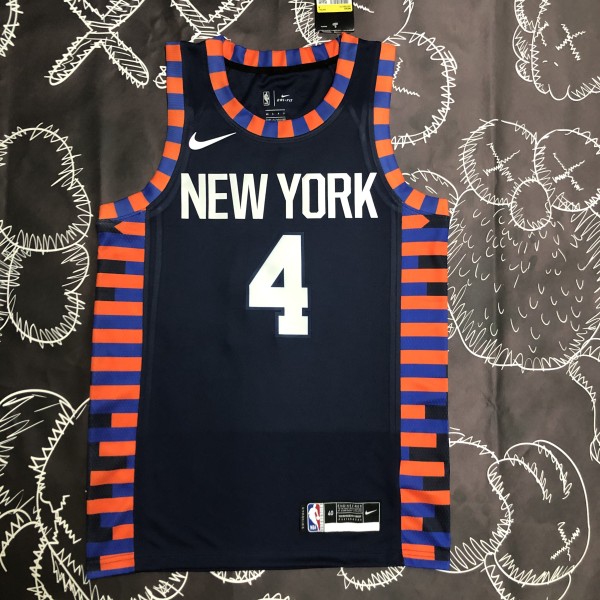 NBA Men New York Knicks Dark Blue #4 ROSE Jersey High Quality Name and Number Print