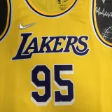 NBA 75th Anniversary Los Angeles Lakers Yellow Round Neck #95 TOSCANO Jersey High Quality Name and Number Print