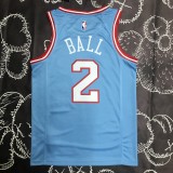 NBA Men Chicago Bulls Blue #2 BALL Jersey High Quality Name and Number Print