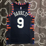 NBA Men New York Knicks Dark Blue #9 BARRETT Jersey High Quality Name and Number Print