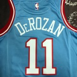 NBA Men Chicago Bulls Blue #11 DEROZAN Jersey High Quality Name and Number Print