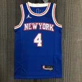 NBA Men 75th Anniversary New York Knicks Blue with Jordan Logo #4 ROSE Jersey High Quality Name and Number Print