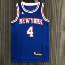 NBA Men 75th Anniversary New York Knicks Blue with Jordan Logo #4 ROSE Jersey High Quality Name and Number Print