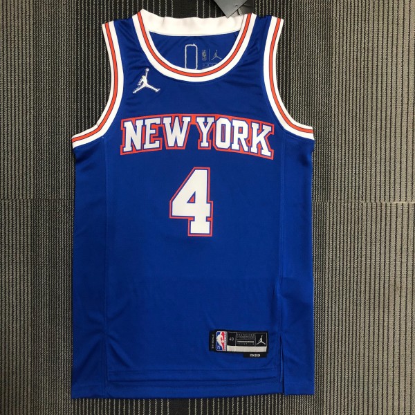 NBA Men 75th Anniversary New York Knicks Blue with Jordan Logo #4 ROSE Jersey High Quality Name and Number Print