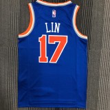 NBA Men 75th Anniversary New York Knicks Blue #17 LIN Jersey High Quality Name and Number Print