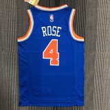 NBA Men 75th Anniversary New York Knicks Blue #4 ROSE Jersey High Quality Name and Number Print