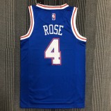 NBA Men 75th Anniversary New York Knicks Blue with Jordan Logo #4 ROSE Jersey High Quality Name and Number Print