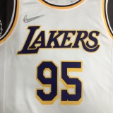 NBA 75th Anniversary Los Angeles Lakers White Round Neck #95 TOSCANO Jersey High Quality Name and Number Print