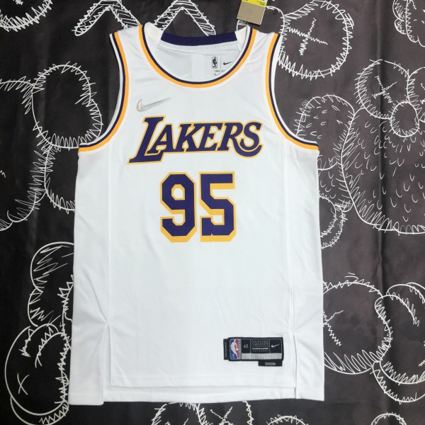 NBA 75th Anniversary Los Angeles Lakers White Round Neck #95 TOSCANO Jersey High Quality Name and Number Print