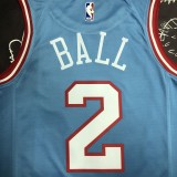 NBA Men Chicago Bulls Blue #2 BALL Jersey High Quality Name and Number Print