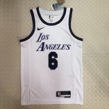 NBA Men Season 2023 Los Angeles Lakers White #6 JAMES Jersey High Quality Name and Number Print