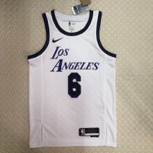 NBA Men Season 2023 Los Angeles Lakers White #6 JAMES Jersey High Quality Name and Number Print