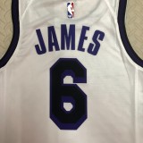NBA Men Season 2023 Los Angeles Lakers White #6 JAMES Jersey High Quality Name and Number Print