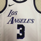 NBA Men Season 2023 Los Angeles Lakers White #3 DAVIS Jersey High Quality Name and Number Print