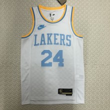 NBA Men Season 2023 Los Angeles Lakers White Retro Round Neck #24 BRYANT Jersey High Quality Name and Number Print