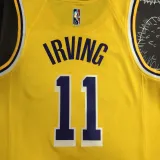 NBA 75th Anniversary Los Angeles Lakers Yellow Round Neck #11 IRVING Jersey High Quality Name and Number Print