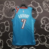 NBA Men Oklahoma City Thunder City Version Blue #7 ANTHONY Jersey High Quality Name and Number Print