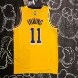 NBA 75th Anniversary Los Angeles Lakers Yellow Round Neck #11 IRVING Jersey High Quality Name and Number Print