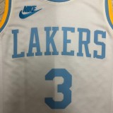 NBA Men Season 2023 Los Angeles Lakers White Retro Round Neck #3 DAVIS Jersey High Quality Name and Number Print