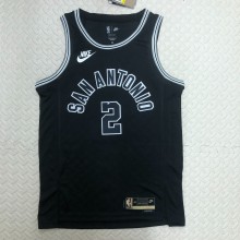 NBA Men Season 2023 San Antonio Spurs Black Retro #2 LEONARD Jersey High Quality Name and Number Print
