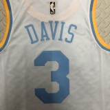 NBA Men Season 2023 Los Angeles Lakers White Retro Round Neck #3 DAVIS Jersey High Quality Name and Number Print