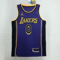NBA Men Season 2023 Los Angeles Lakers Purple with Jordan Logo #0 WESTBROOK Jersey High Quality Name and Number Print