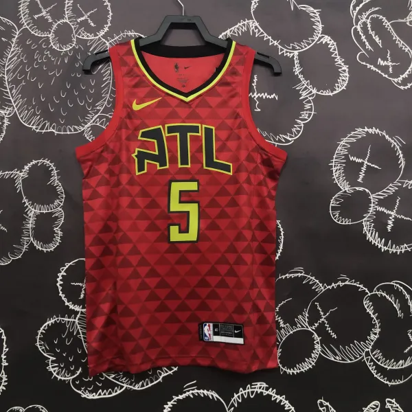 NBA Men Atlanta Hawks Red #5 MURRAY Jersey High Quality Name and Number Print