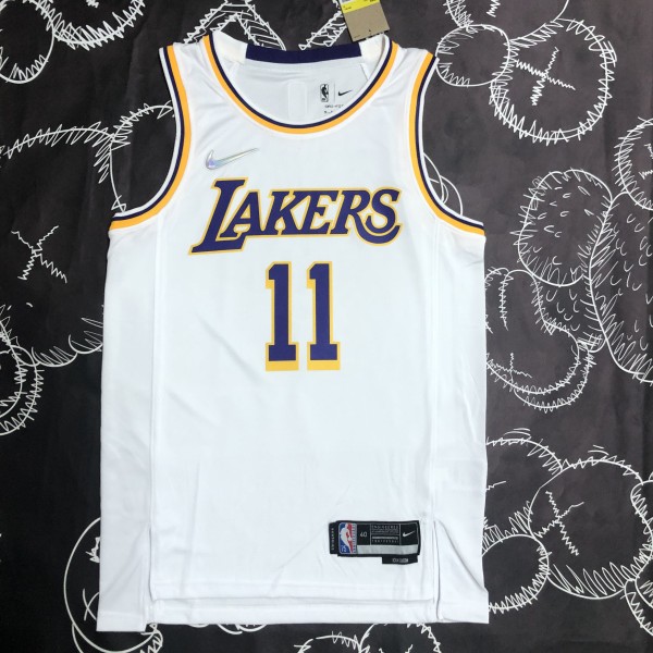 NBA 75th Anniversary Los Angeles Lakers White Round Neck #11 IRVING Jersey High Quality Name and Number Print