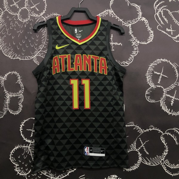 NBA Men Atlanta Hawks Black #11 YOUNG Jersey High Quality Name and Number Print