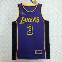 NBA Men Season 2023 Los Angeles Lakers Purple with Jordan Logo #3 DAVIS Jersey High Quality Name and Number Print