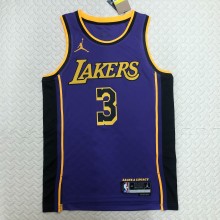 NBA Men Season 2023 Los Angeles Lakers Purple with Jordan Logo #3 DAVIS Jersey High Quality Name and Number Print