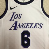 NBA Men Season 2023 Los Angeles Lakers White #6 JAMES Jersey High Quality Name and Number Print