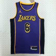 NBA Men Season 2023 Los Angeles Lakers Purple with Jordan Logo #6 JAMES Jersey High Quality Name and Number Print